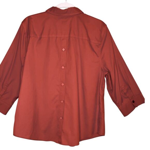Chico's Shirt Womens Rust No Iron Button Up Long Sleeve Top 3 Chico's - Picture 2 of 6